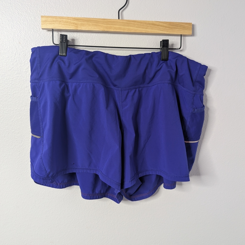 Athleta‎ XL Purple/Blue Running Shorts with Built-In Liner